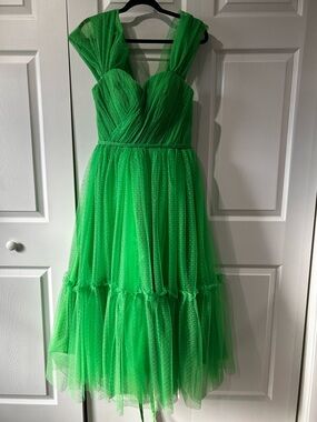 Tulle Tea Length Off the Shoulder Sweetheart Puffy Corset Back Princess Gown